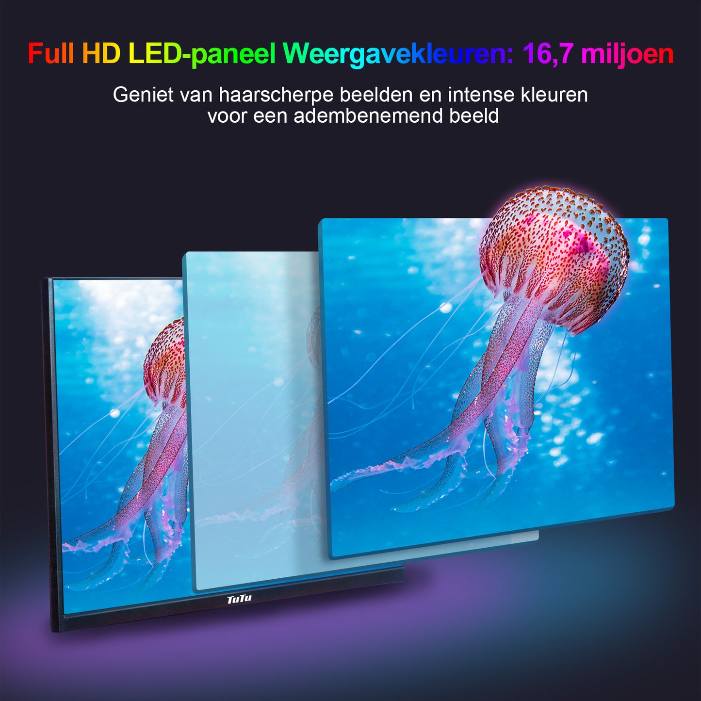TuTu Standaard Monitor - Full HD 75Hz LED - 22 inch/56 cm - HDMI, VGA, Audio Out - Inclusief HDMI kabel - F2145M (TU215M1)