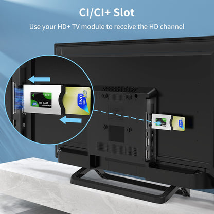 TuTu Standaard TV - LED HD - 32 inch/82 cm - Frameless Design - Enkelvoudige standaard - Tripple Tuner DVB-T/T2/S/S2/C - HDMI x3, USB x2, CI+ -	 In Eindhoven geassembleerd - TUB32HN1NC