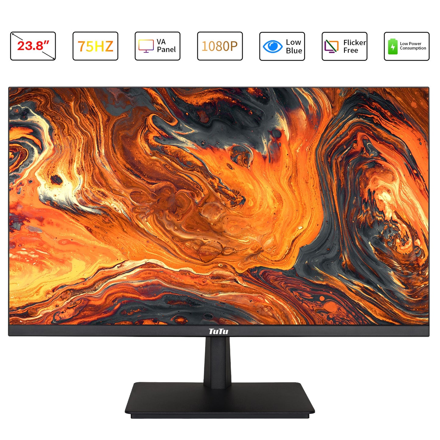TuTu 24S1 24 inch frameless LED Monitor 75Hz HDMI,VGA,Audio out inclusief HDMI kabel