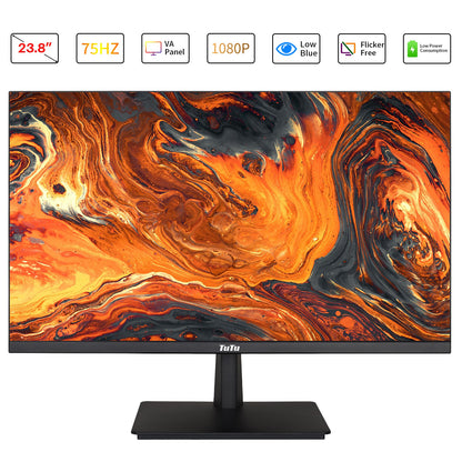 TuTu 24 inch frameless LED Monitor | 75Hz | HDMI, VGA, Audio out | HDMI kabel | TU238M2