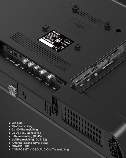 TuTu Google Smart TV - LED HD - 32 Inch/82 cm - Frameless Design - Tripple Tuner DVB-T/T2/S/S2/C - HDMI x3, USB x2, CI+ - Voice Controle & Streaming apps - Geassembleerd in Eindhoven - TUG32HQ1