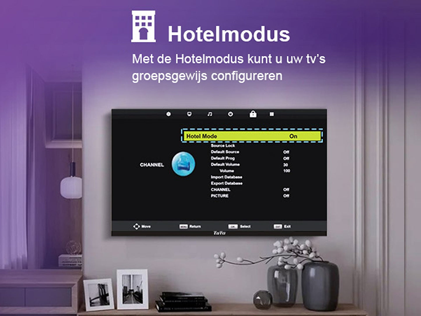 TuTu Vidaa TV - LED HD - 32 inch/82 cm - Frameless Design - Tripple Tuner DVB-T/T2/S/S2/C - HDMI x3, USB x2, CI+ - Streaming apps - In Eindhoven geassembleerd -	TUV32HQ1B