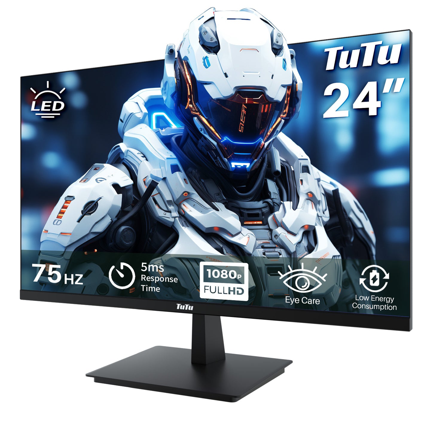 TuTu 24 inch frameless LED Monitor | 75Hz | HDMI, VGA, Audio out | HDMI kabel | TU238M2