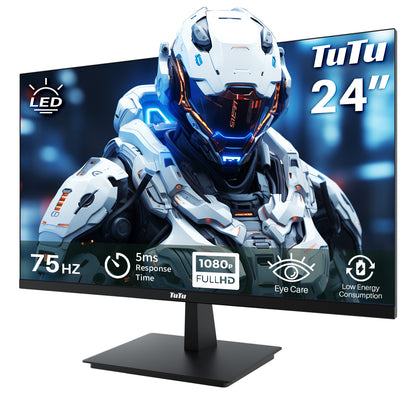 TuTu 24 inch frameless LED Monitor | 75Hz | HDMI, VGA, Audio out | HDMI kabel | TU238M2