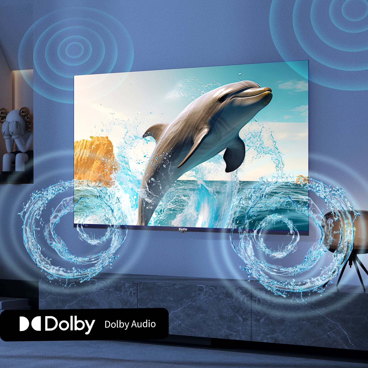 TuTu Android Smart TV - QLED 4K Ultra HD - 50 inch/127 cm - Frameless Design - Tripple Tuner DVB-T/T2/S/S2/C - HDMI x3, USB x2, CI+ - Voice Controle & Streaming apps - Geassembleerd in Eindhoven - TUQ50UN1