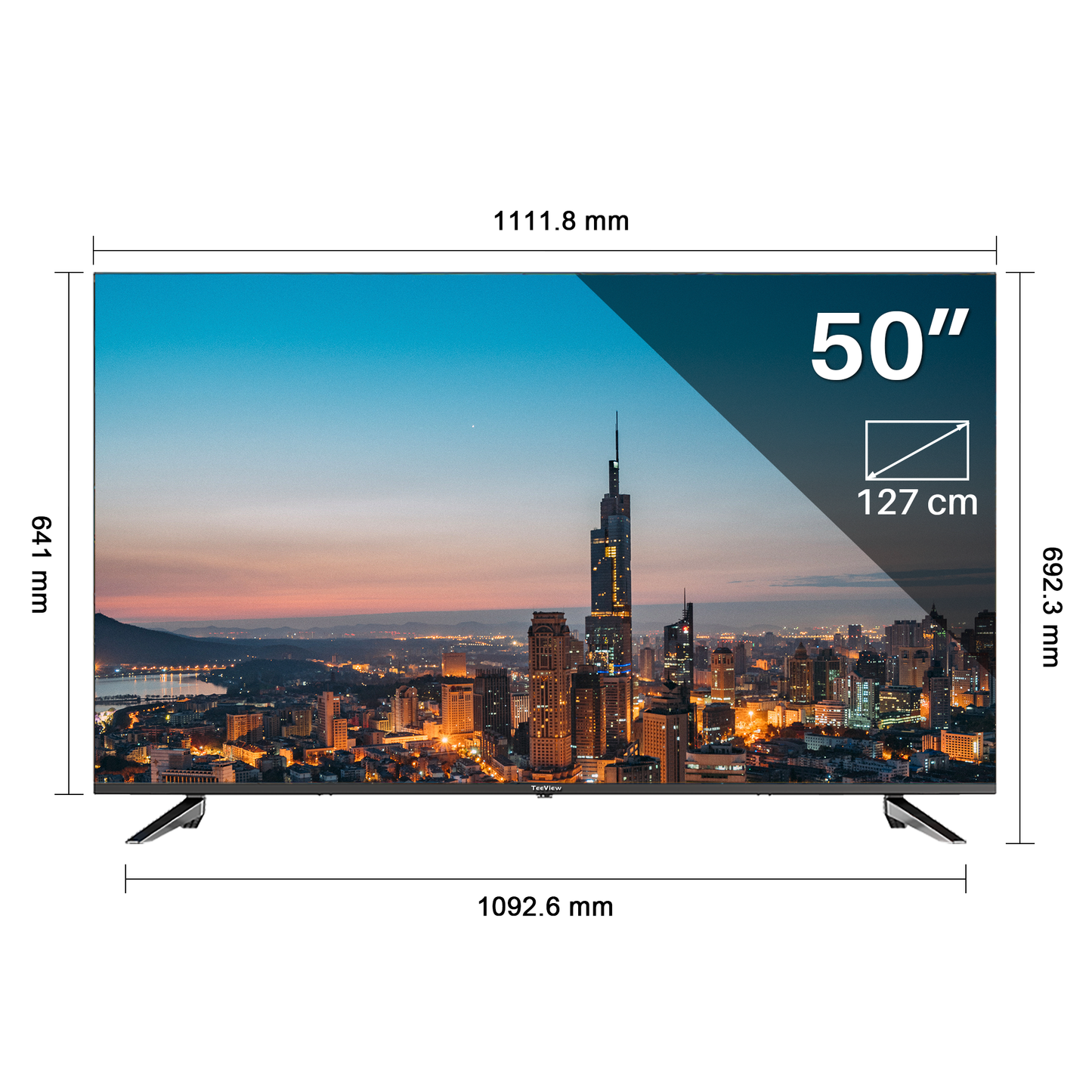 4K Ultra HD Google TV | TeeView 50 inch QLED TV | 3xHDMI 2x USB | Ci+ | Triple Tuner DVB-T/T2/S/S2/C | Frameless Design | Smart TV | in Eindhoven geassembleerd | TeeView TV50QQG-EU