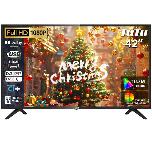 TuTu Standaard TV - LED Full HD - 42 inch/108 cm - Frameles Design - Tripple Tuner DVB-T/T2/S/S2/C - HDMI x2, USB x1, CI+ - Geassembleerd in Eindhoven - TUB42FD1N