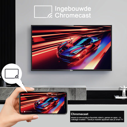 TuTu Android Smart TV - LED Full HD - 42 inch/108 cm - Frameless Design - Tripple Tuner DVB-T/T2/S/S2/C - HDMI x2, USB x2, CI+ - Voice Controle & Streaming apps - Geassembleerd in Eindhoven - TUS42FD1A