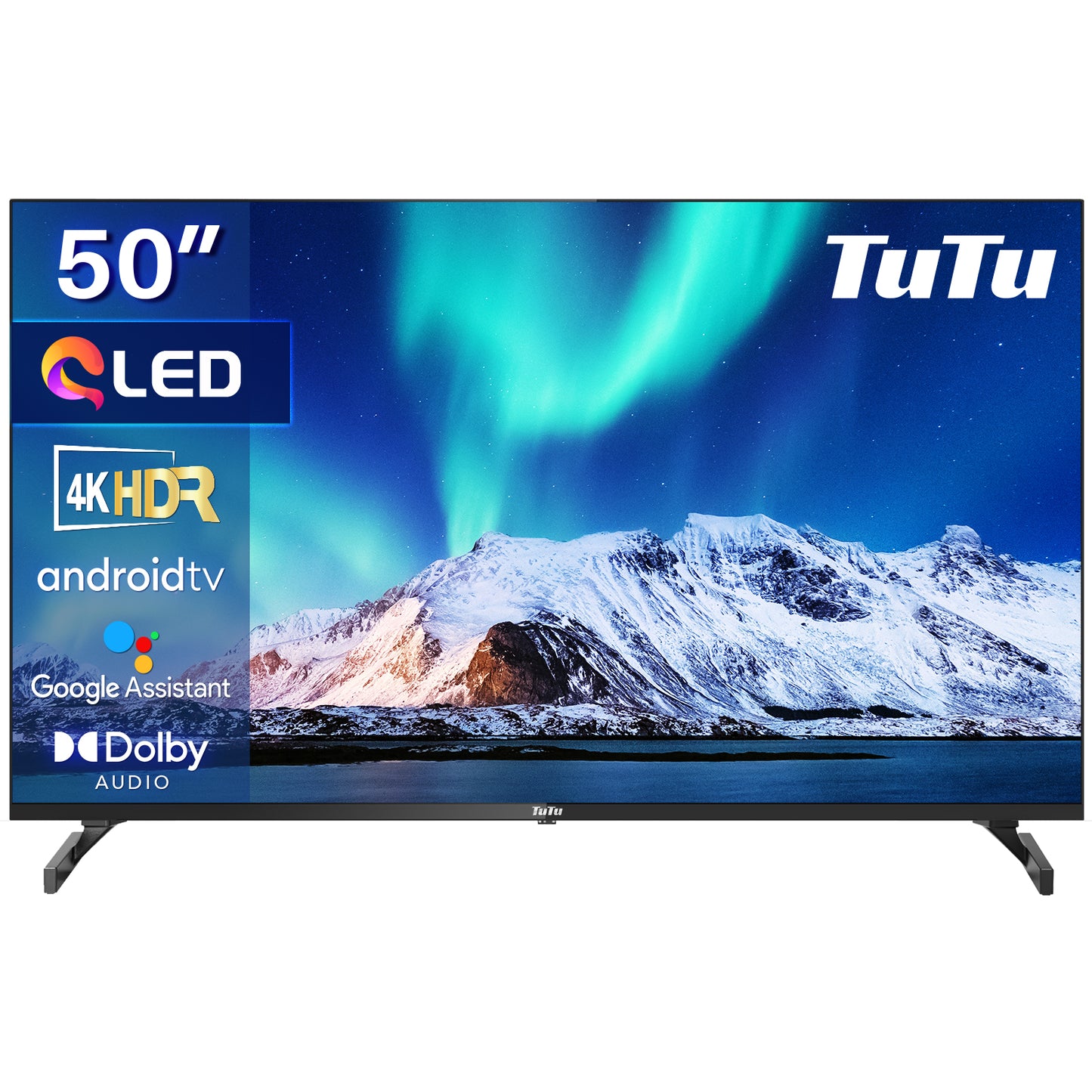 TuTu Android Smart TV - QLED 4K Ultra HD - 50 inch/127 cm - Frameless Design - Tripple Tuner DVB-T/T2/S/S2/C - HDMI x3, USB x2, CI+ - Voice Controle & Streaming apps - Geassembleerd in Eindhoven - TUQ50UN1