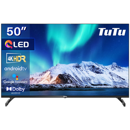 TuTu Android Smart TV - QLED 4K Ultra HD - 50 inch/127 cm - Frameless Design - Tripple Tuner DVB-T/T2/S/S2/C - HDMI x3, USB x2, CI+ - Voice Controle & Streaming apps - Geassembleerd in Eindhoven - TUQ50UN1