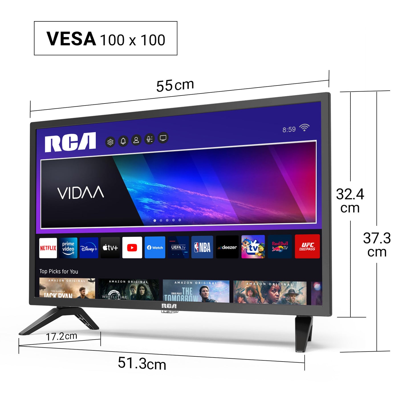RCA HD VIDAA Smart TV | 24 Inch/60 cm | Trippel Tuner (DVB-T/T2/C/S/S2) | CI/Ci+ | Hotel Modus | VRS24HF1