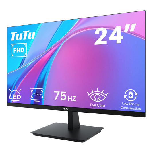 TuTu 24S1 24 inch frameless LED Monitor 75Hz HDMI,VGA,Audio out inclusief HDMI kabel