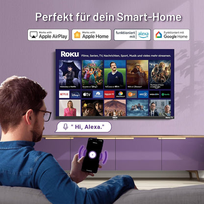 RCA Roku Smart TV - LED HD - 24 inch/61 cm - Frameless Design - Tripple Tuner DVB-T/T2/S/S2/C - HDMI x3, USB x2, CI+ - Streaming apps - RK24HF1
