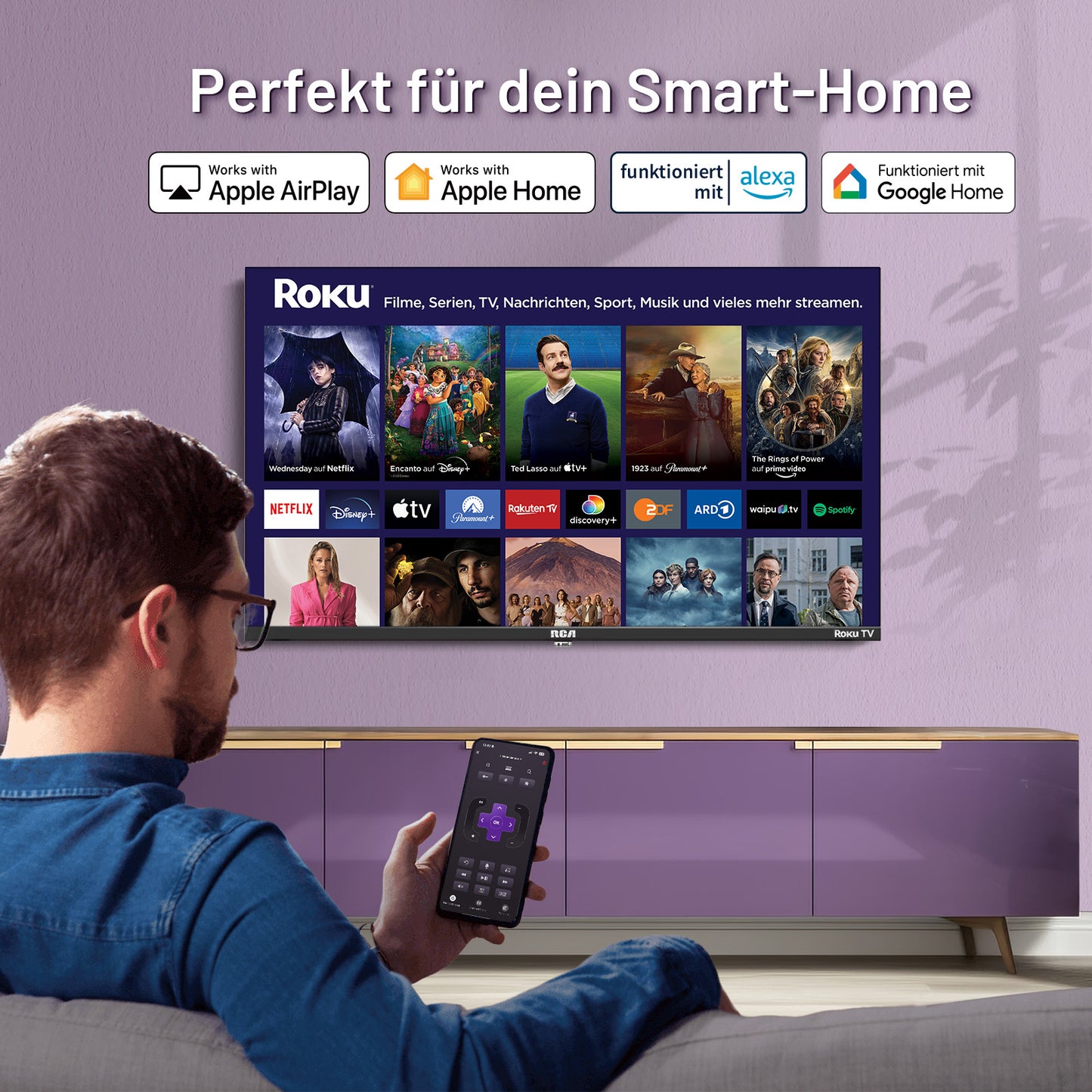 RCA  Roku Smart TV - LED UHD 4K - 43 inch/110 cm - Frameless Design - Tripple Tuner DVB-T/T2/S/S2/C - HDMI x3, USB x2, CI+ - Geassembleerd in Eindhoven - RK43UN1