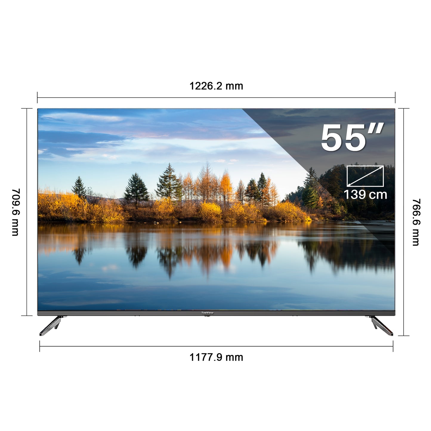 TeeView Google Smart TV - LED Ultra HD 4K – 55 inch/140 cm - Frameless Design - Tripple Tuner DVB-T/T2/S/S2/C - HDMI x3, USB x2, CI+ - Voice Controle & Streaming apps - Geassembleerd in Eindhoven - TV55QUG-EU