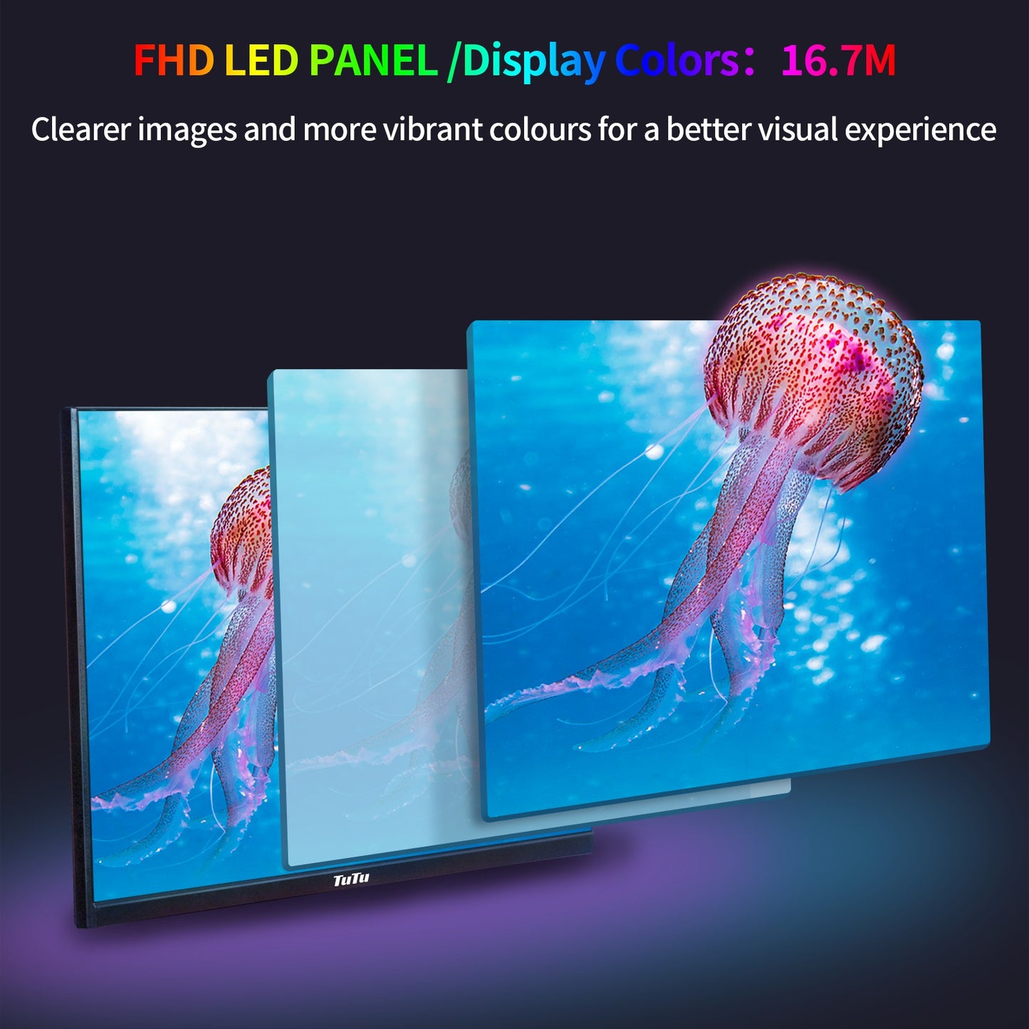 TuTu 24 inch frameless LED Monitor | 75Hz | HDMI, VGA, Audio out | HDMI kabel | TU238M2