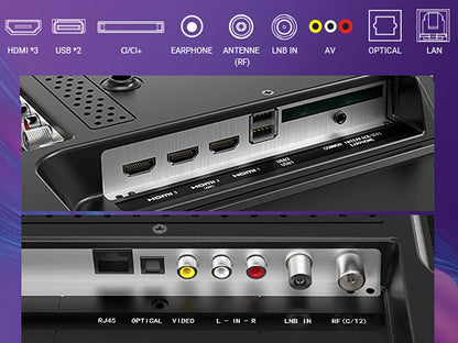 TuTu Vidaa TV - LED HD - 32 inch/82 cm - Frameless Design - Tripple Tuner DVB-T/T2/S/S2/C - HDMI x3, USB x2, CI+ - Streaming apps - In Eindhoven geassembleerd -	TUV32HQ1B