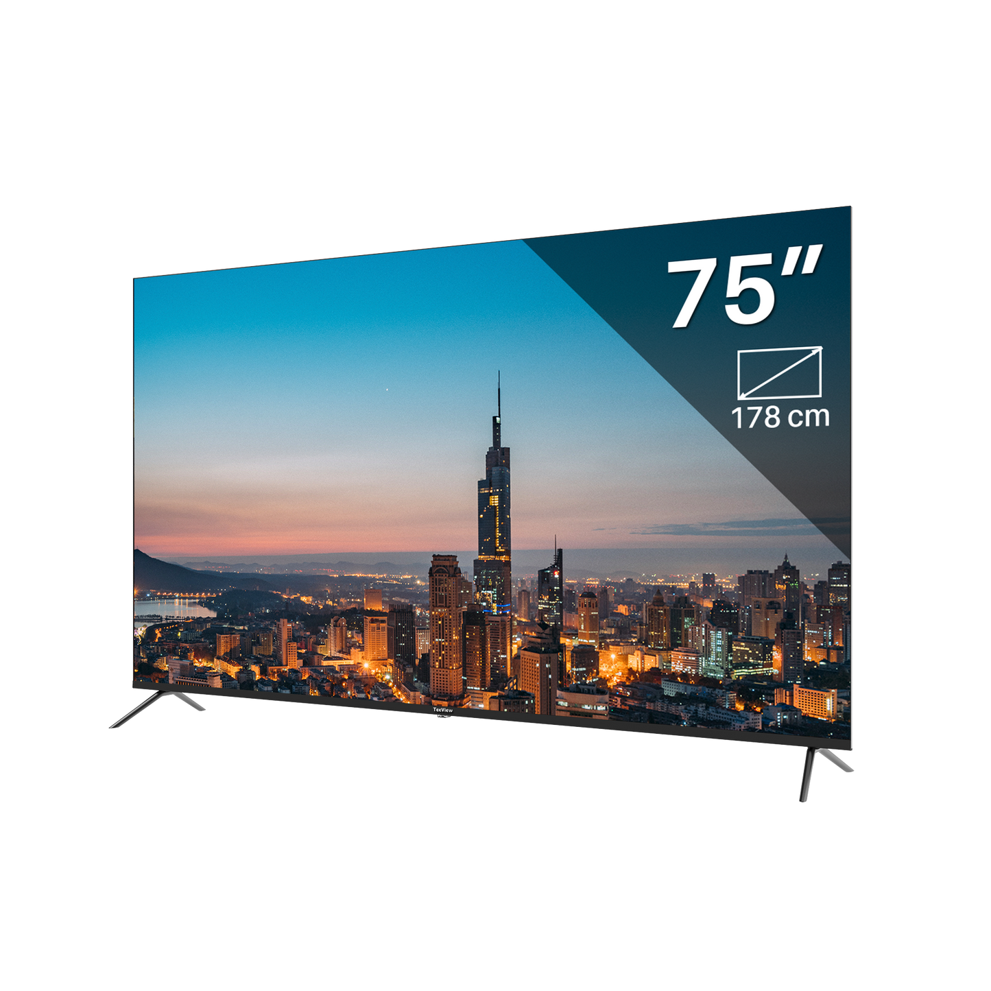 TeeView Google Smart TV - QLED 4K - 75 inch/191 cm - Frameless Design - Tripple Tuner DVB-T/T2/S/S2/C - HDMI x3, USB x2, CI+ - Voice Controle	& Streaming apps - In Eindhoven geassembleerd - TV75QQG-EU