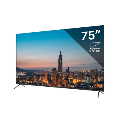 TeeView Google Smart TV - QLED 4K - 75 inch/191 cm - Frameless Design - Tripple Tuner DVB-T/T2/S/S2/C - HDMI x3, USB x2, CI+ - Voice Controle	& Streaming apps - In Eindhoven geassembleerd - TV75QQG-EU