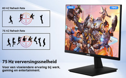 TuTu Standaard Monitor -  Full HD 75Hz LED - 22 inch/56 cm - HDMI, VGA, Audio Out - Inclusief HDMI kabel - F2145M (TU215M1)