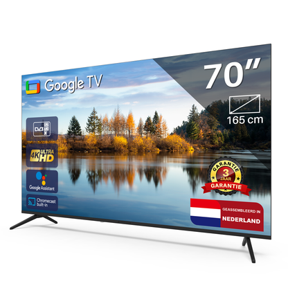 Google Smart TV | TeeView 70 inch QLED 4K Ultra HD Google TV | 3xHDMI 2x USB | Ci+ | Triple Tuner DVB-T/T2/S/S2/C | Frameless Design | Smart TV | in Eindhoven geassembleerd | TeeView TV70UQG-EU
