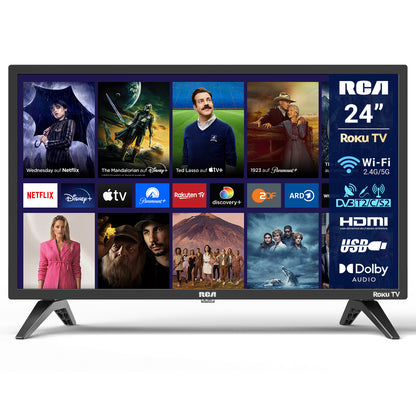 RCA Roku Smart TV - LED HD - 24 inch/61 cm - Frameless Design - Tripple Tuner DVB-T/T2/S/S2/C - HDMI x3, USB x2, CI+ - Streaming apps - RK24HF1
