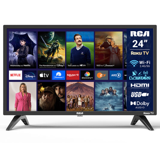 RCA Roku Smart TV - LED HD - 24 inch/61 cm - Frameless Design - Tripple Tuner DVB-T/T2/S/S2/C - HDMI x3, USB x2, CI+ - Streaming apps - RK24HF1