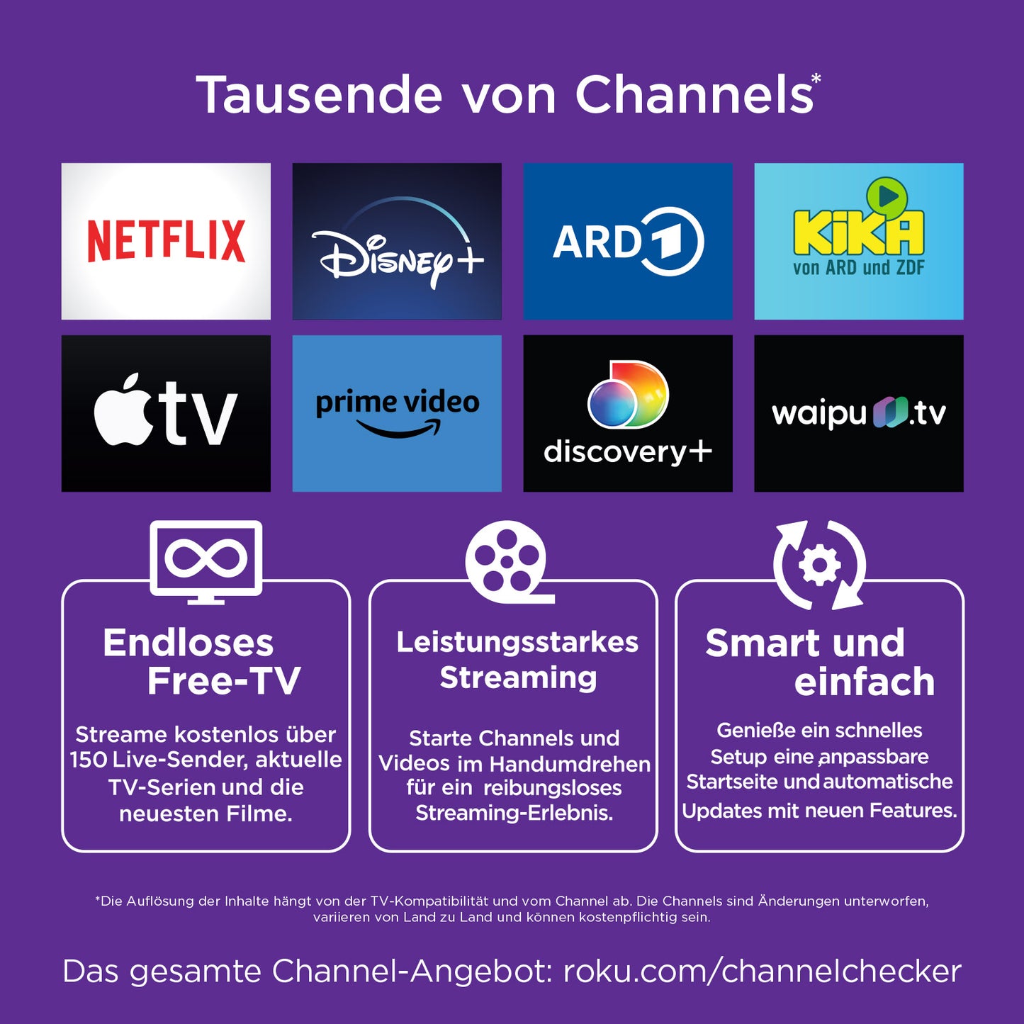 RCA Roku Smart TV - LED HD - 24 inch/61 cm - Frameless Design - Tripple Tuner DVB-T/T2/S/S2/C - HDMI x3, USB x2, CI+ - Streaming apps - RK24HF1
