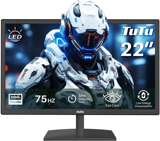 TuTu Standaard Monitor -  Full HD 75Hz LED - 22 inch/56 cm - HDMI, VGA, Audio Out - Inclusief HDMI kabel - F2145M (TU215M1)