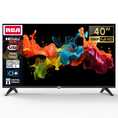 RCA Standaard TV - LED Full HD - 40 inch/102 cm - Frameless Design - Tripple Tuner DVB-T/T2/S/S2/C - HDMI x3, USB x2, CI+ - Hotel Mode - Geassembleerd in Eindhoven - NRB40FQ1