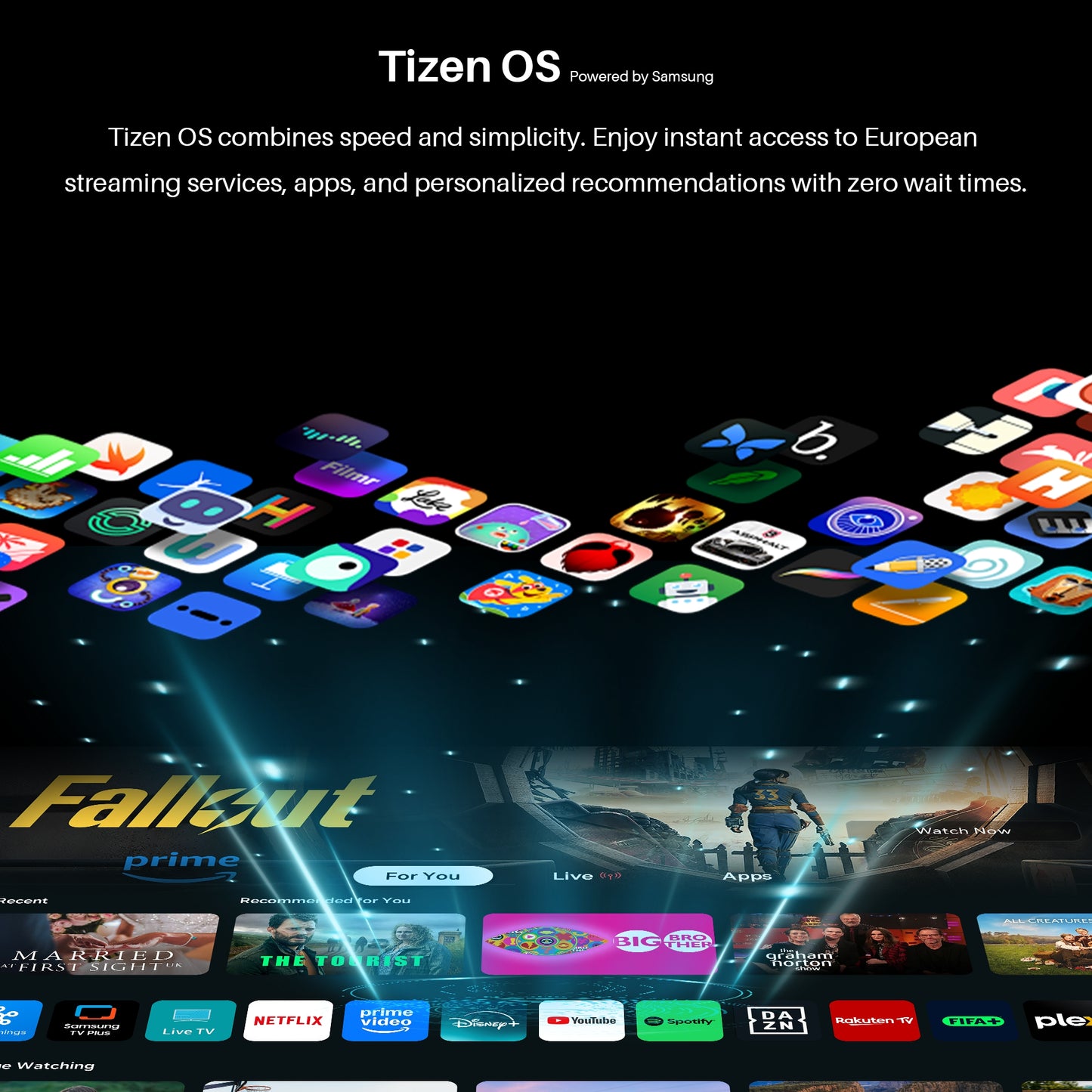 Koorui Smart TV - Tizen TV by Samsung - QLED Full HD - 32 inch/81 cm - Streaming apps - AirPlay - Hotelmodus - HDMI x3, USB x2, CI+ - Tripple Tuner DVB-T/T2/S/S2/C - Frameless Design - Geassembleerd in Eindhoven - K32Q1FFQ-T8