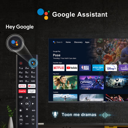 TuTu  Android Smart TV - LED 4K UHD - 43 inch/110 cm - Frameless Design - Tripple Tuner DVB-T/T2/S/S2/C - HDMI x3, USB x2, CI+ - Voice Controle & Streaming apps - Geassembleerd in Eindhoven - TUS43UQ1A