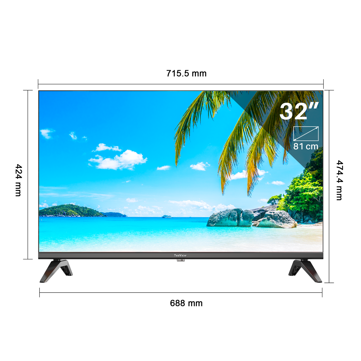 Google Smart TV | TeeView 32 inch LED TV | Frameless design | In Eindhoven geassembleerd | TV32QHG-EU