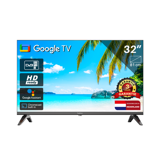 Google Smart TV | TeeView 32 inch LED TV | Frameless design | In Eindhoven geassembleerd | TV32QHG-EU