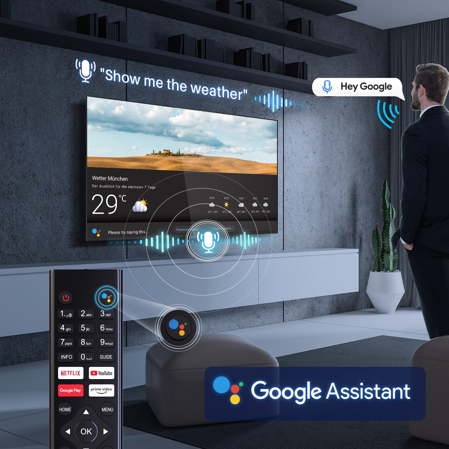 RCA Android Smart TV - QLED 4K Ultra HD - 43 inch/109 cm - Voice Controle & Streaming apps - HDMI x3, USB x2, CI+ - Tripple Tuner DVB-T/T2/S/S2/C - Frameless Design - Geassembleerd in Eindhoven - RAQ43UN1