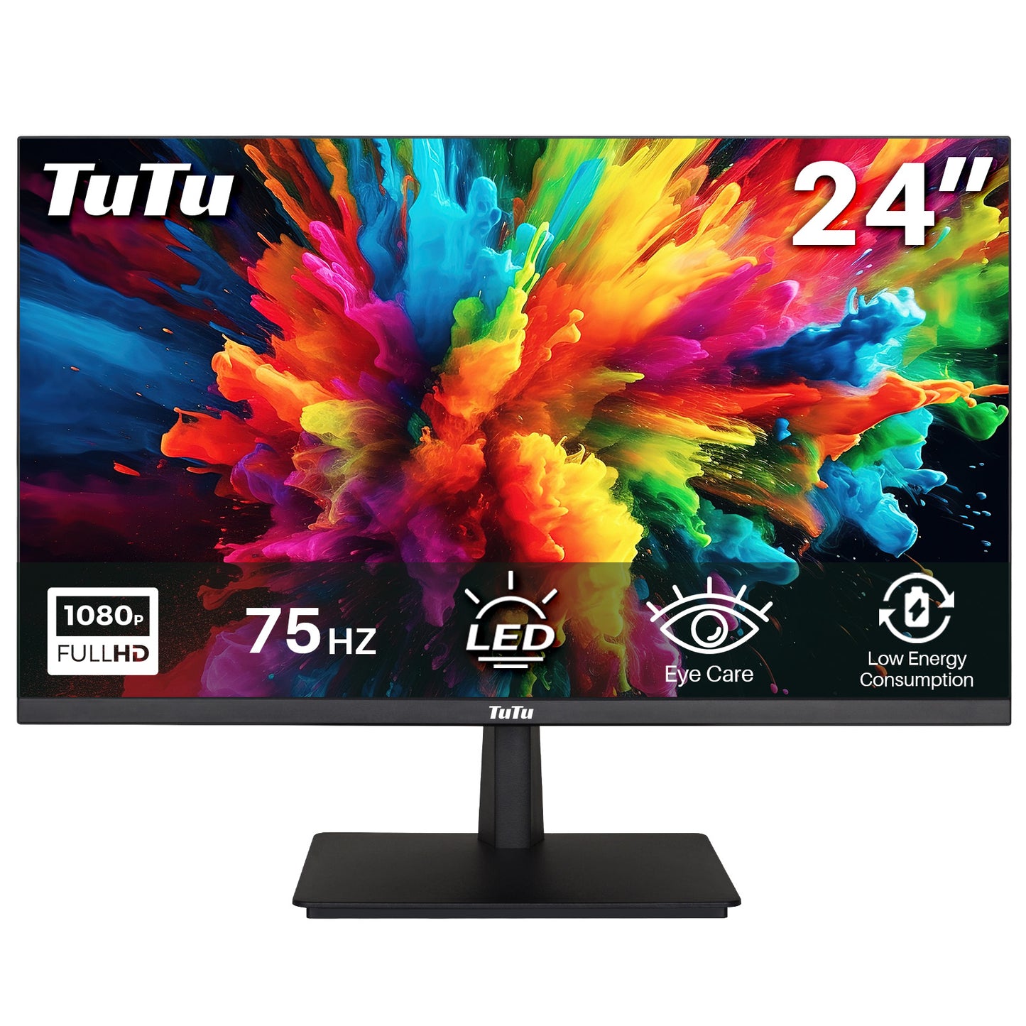 TuTu 24 inch frameless LED Monitor | 75Hz | HDMI, VGA, Audio out | HDMI kabel | TU238M2