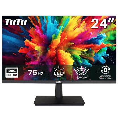 TuTu 24 inch frameless LED Monitor | 75Hz | HDMI, VGA, Audio out | HDMI kabel | TU238M2