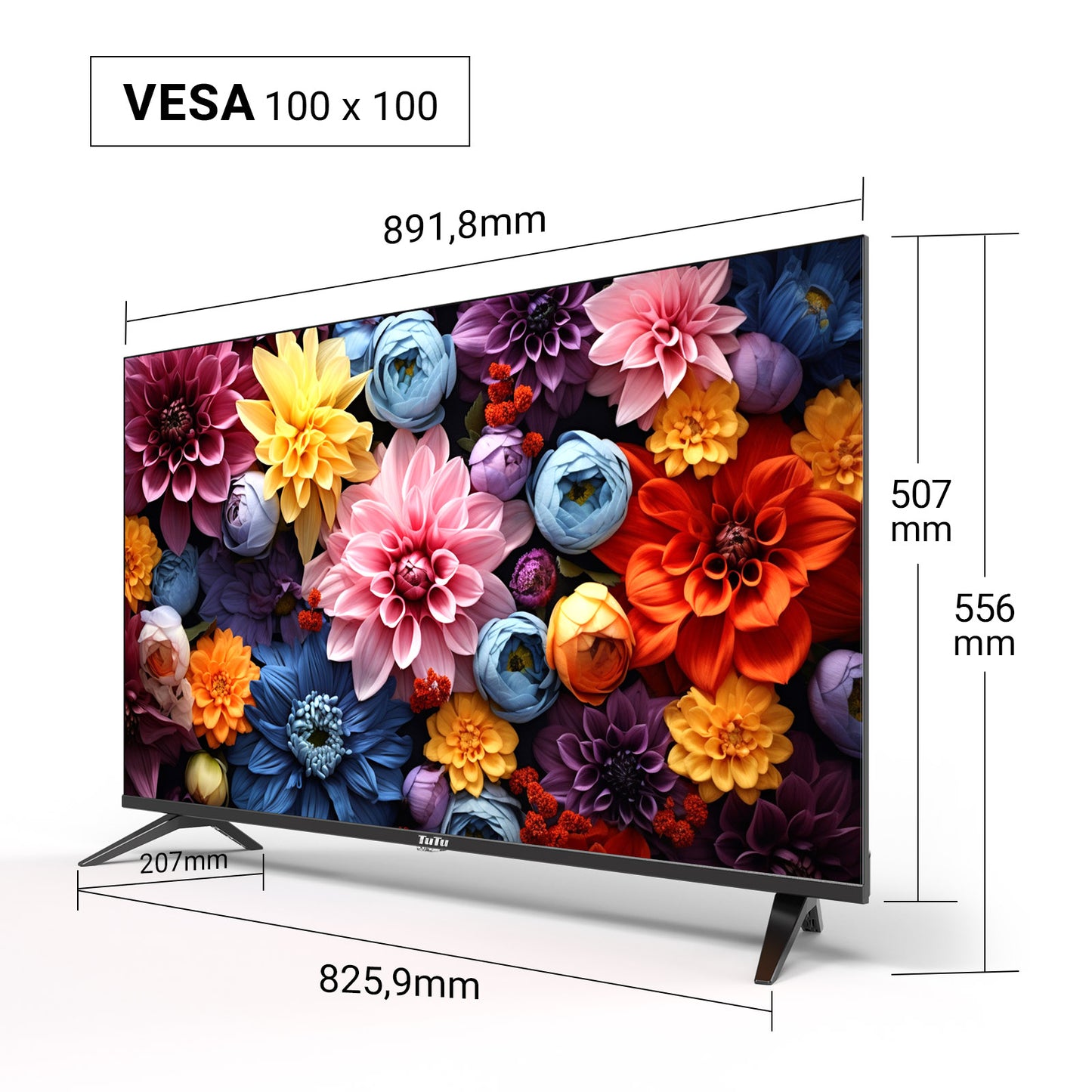 TuTu VIDAA TV - LED Full HD - 40 inch/102 cm - Frameless Design - Tripple Tuner DVB-T/T2/S/S2/C - HDMI x3, USB x2, CI+ - Streaming apps - In Eindhoven geassembleerd - TUV40FQ1