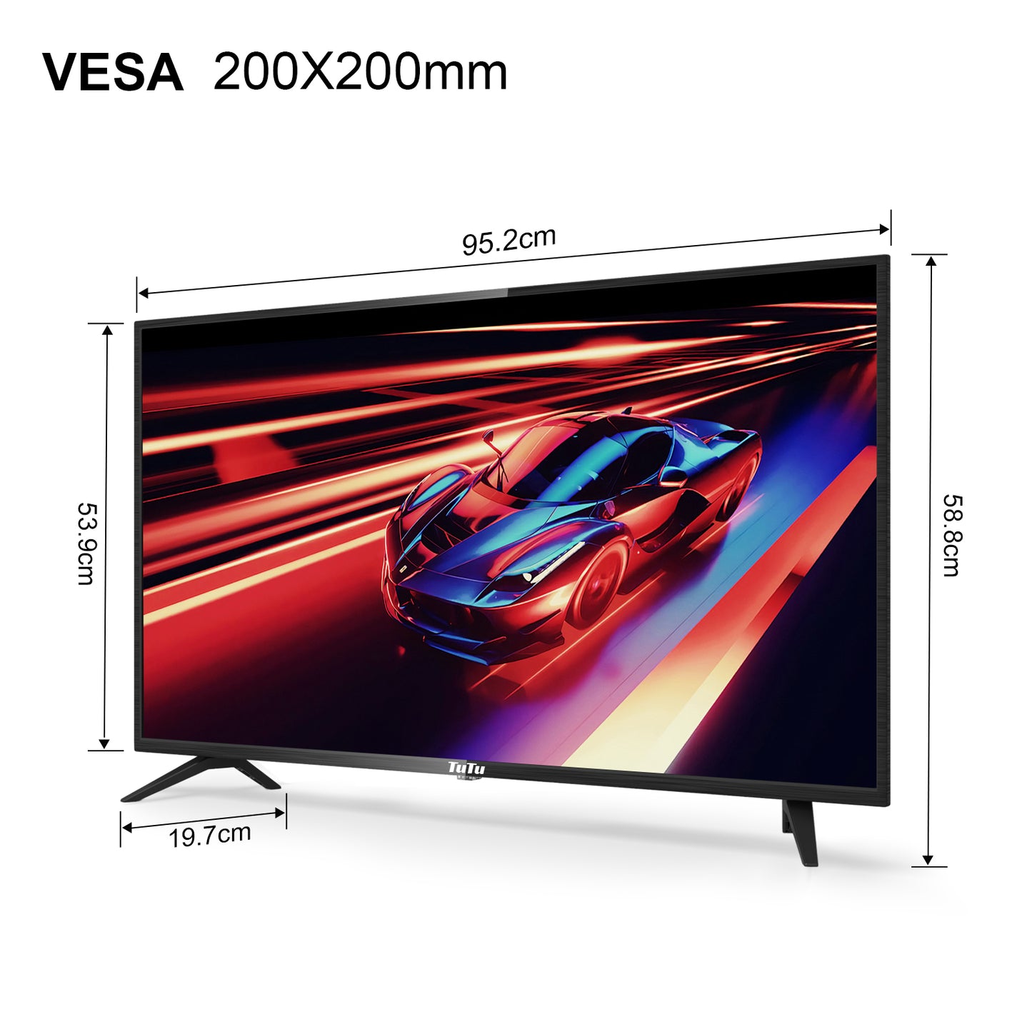 TuTu Android Smart TV - LED Full HD - 42 inch/108 cm - Frameless Design - Tripple Tuner DVB-T/T2/S/S2/C - HDMI x2, USB x2, CI+ - Voice Controle & Streaming apps - Geassembleerd in Eindhoven - TUS42FD1A