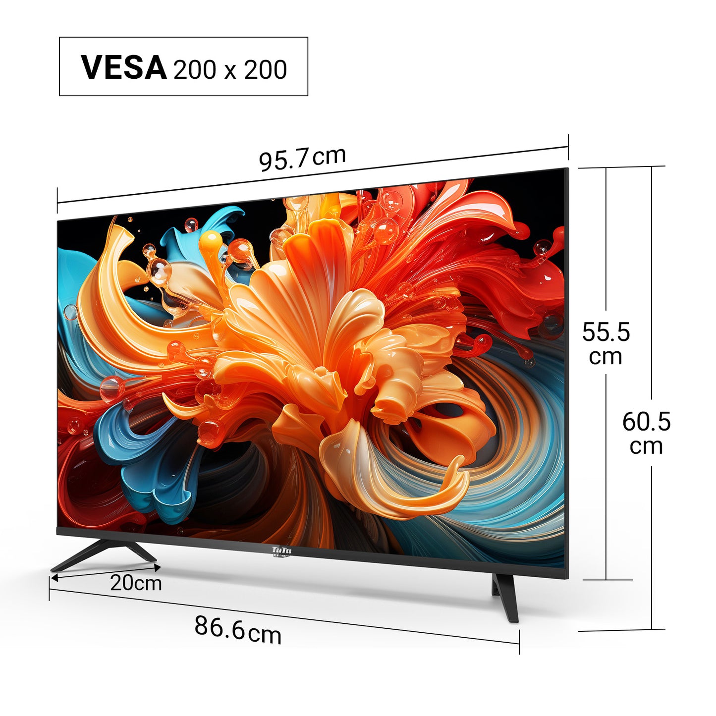 TuTu  Android Smart TV - LED 4K UHD - 43 inch/110 cm - Frameless Design - Tripple Tuner DVB-T/T2/S/S2/C - HDMI x3, USB x2, CI+ - Voice Controle & Streaming apps - Geassembleerd in Eindhoven - TUS43UQ1A