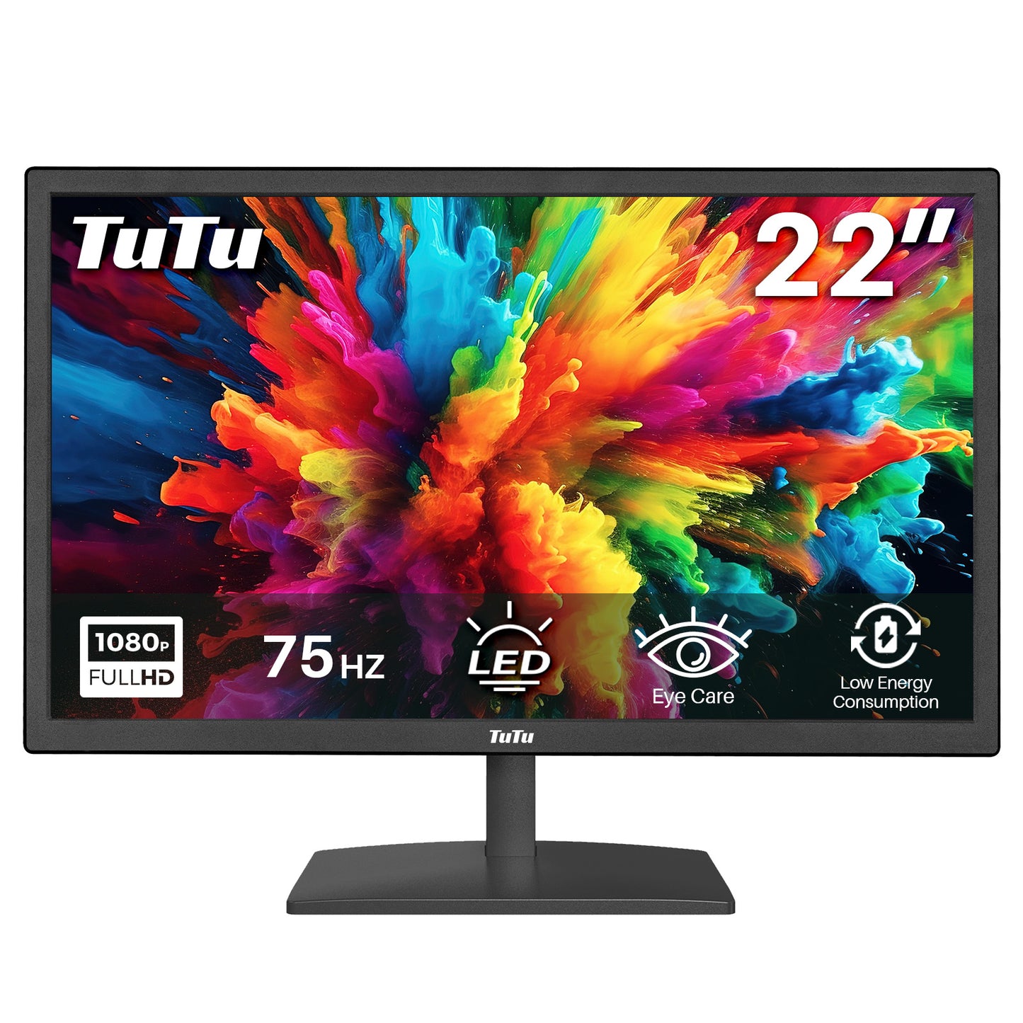 TuTu Standaard Monitor -  Full HD 75Hz LED - 22 inch/56 cm - HDMI, VGA, Audio Out - Inclusief HDMI kabel - F2145M (TU215M1)