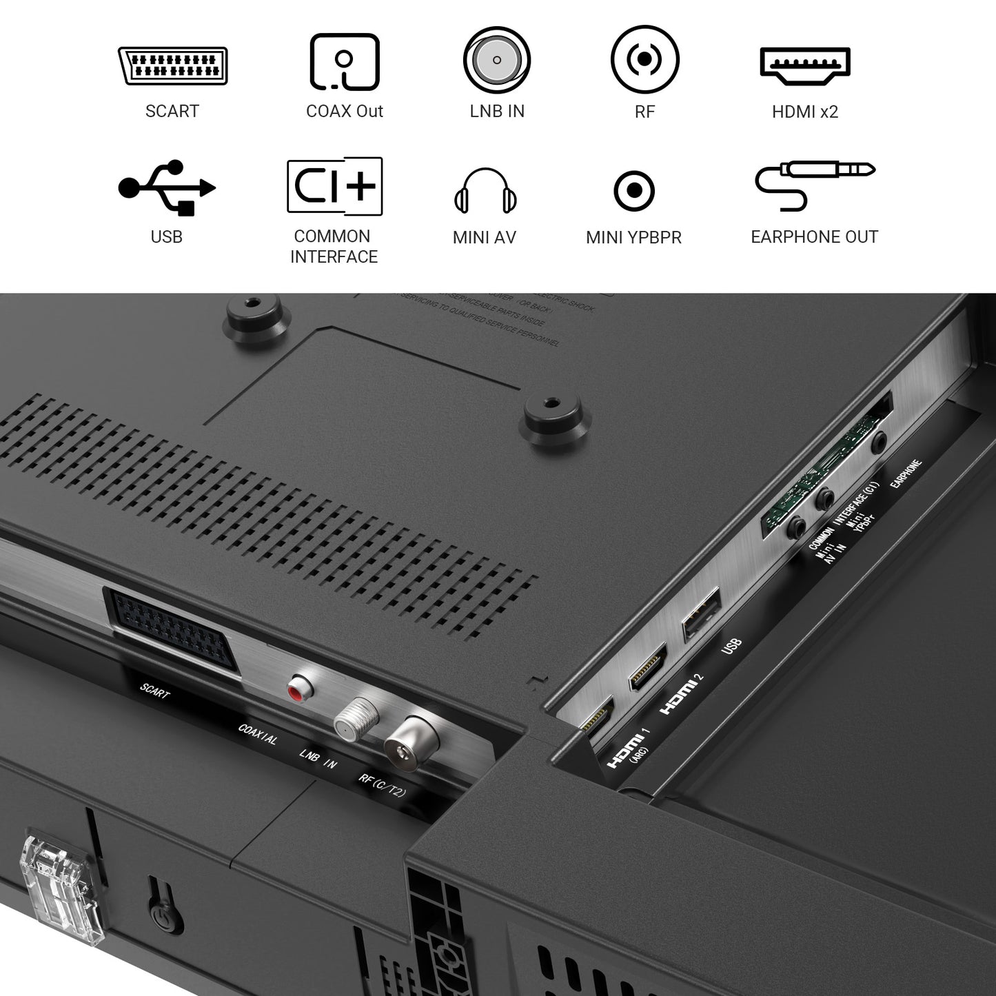 TuTu Standaard TV - LED HD - 32 inch/82 cm - Frameless Design - Enkelvoudige standaard - Tripple Tuner DVB-T/T2/S/S2/C - HDMI x3, USB x2, CI+ -	 In Eindhoven geassembleerd - TUB32HN1NC