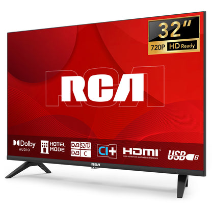RCA HD LED TV | 32 Inch/81 cm | Frameless | Triple Tuner (DVB-T/T2-C/CI+-S/S2) | HDMI | CI+ | USB Media Player | Hotelmodus | Dolby Audio | In Eindhoven geassembleerd | NRB32HQ1