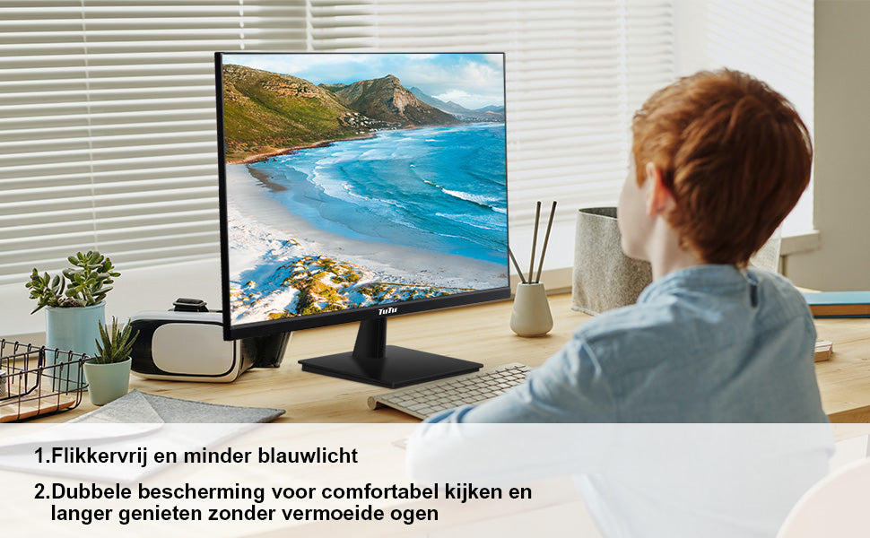 TuTu Standaard Monitor -  Full HD 75Hz LED - 22 inch/56 cm - HDMI, VGA, Audio Out - Inclusief HDMI kabel - F2145M (TU215M1)