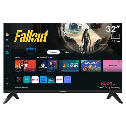 Koorui Smart TV - Tizen TV by Samsung - QLED Full HD - 32 inch/81 cm - Streaming apps - AirPlay - Hotelmodus - HDMI x3, USB x2, CI+ - Tripple Tuner DVB-T/T2/S/S2/C - Frameless Design - Geassembleerd in Eindhoven - K32Q1FFQ-T8