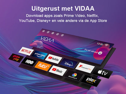 TuTu Vidaa TV - LED HD - 32 inch/82 cm - Frameless Design - Tripple Tuner DVB-T/T2/S/S2/C - HDMI x3, USB x2, CI+ - Streaming apps - In Eindhoven geassembleerd -	TUV32HQ1B