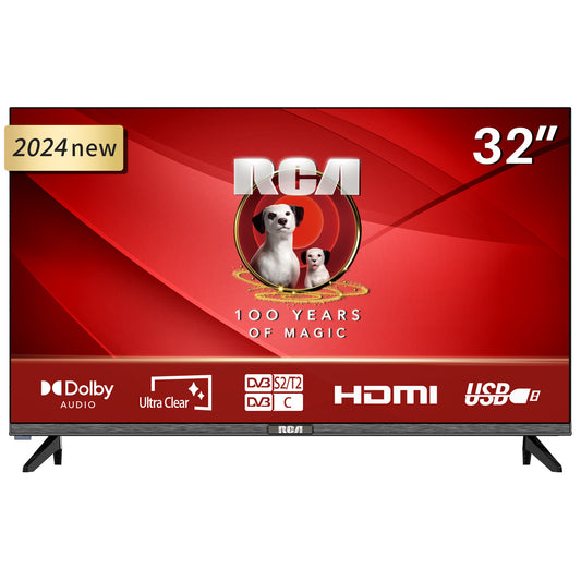 RCA HD LED TV | 32 inch/81 cm | Frameless | 2x HDMI, 2x USB | Triple Tuner DVB-T/T2/S/S2/C | USB Mediaplayer | E32-RH1.Q1L