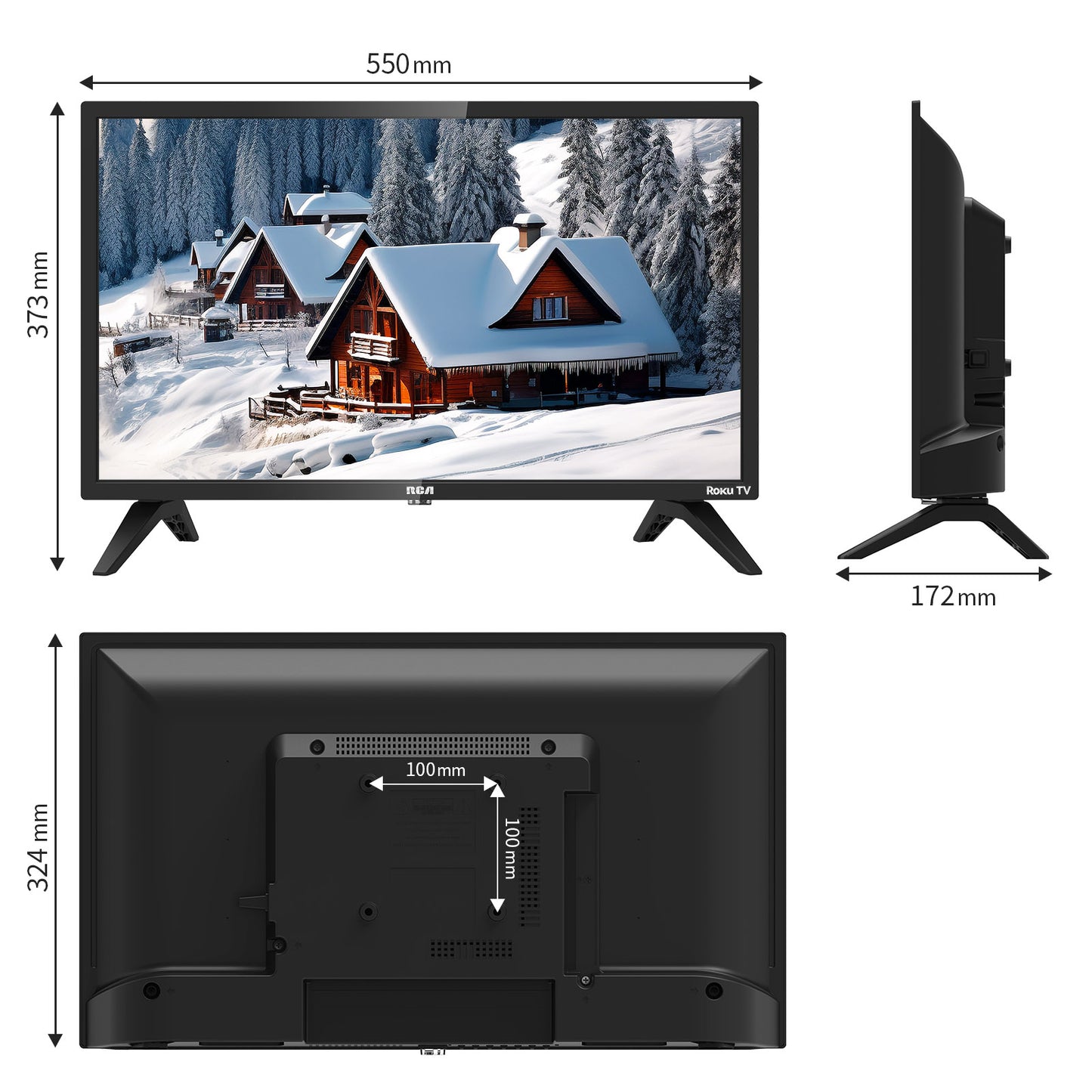 RCA Roku Smart TV - LED HD - 24 inch/61 cm - Frameless Design - Tripple Tuner DVB-T/T2/S/S2/C - HDMI x3, USB x2, CI+ - Streaming apps - RK24HF1