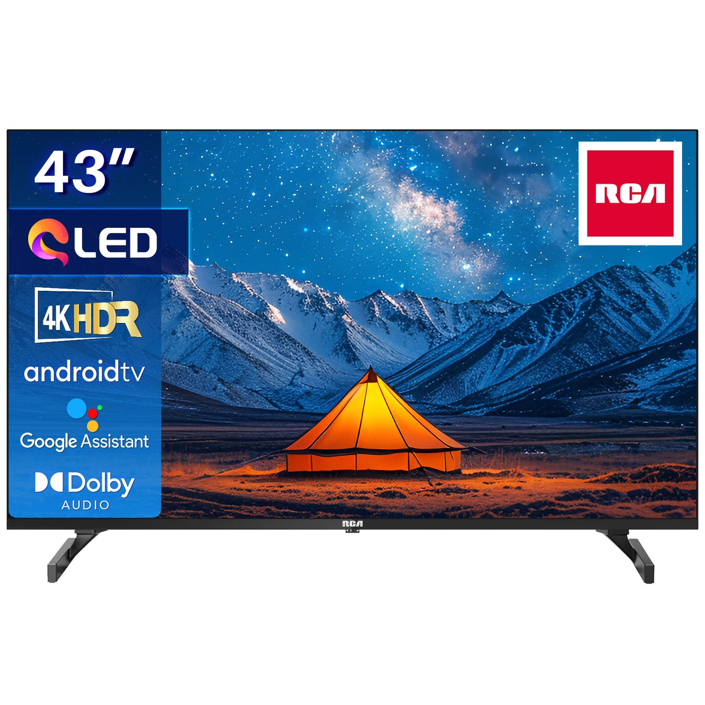 RCA Android Smart TV - QLED 4K Ultra HD - 43 inch/109 cm - Voice Controle & Streaming apps - HDMI x3, USB x2, CI+ - Tripple Tuner DVB-T/T2/S/S2/C - Frameless Design - Geassembleerd in Eindhoven - RAQ43UN1