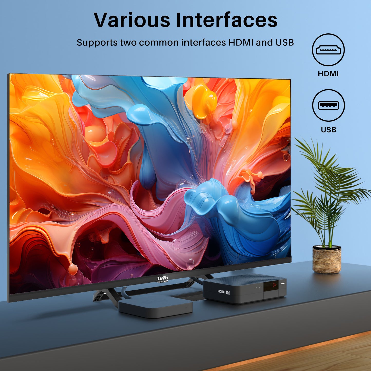 TuTu Standaard TV - LED HD - 32 inch/82 cm - Frameless Design - Enkelvoudige standaard - Tripple Tuner DVB-T/T2/S/S2/C - HDMI x3, USB x2, CI+ -	 In Eindhoven geassembleerd - TUB32HN1NC